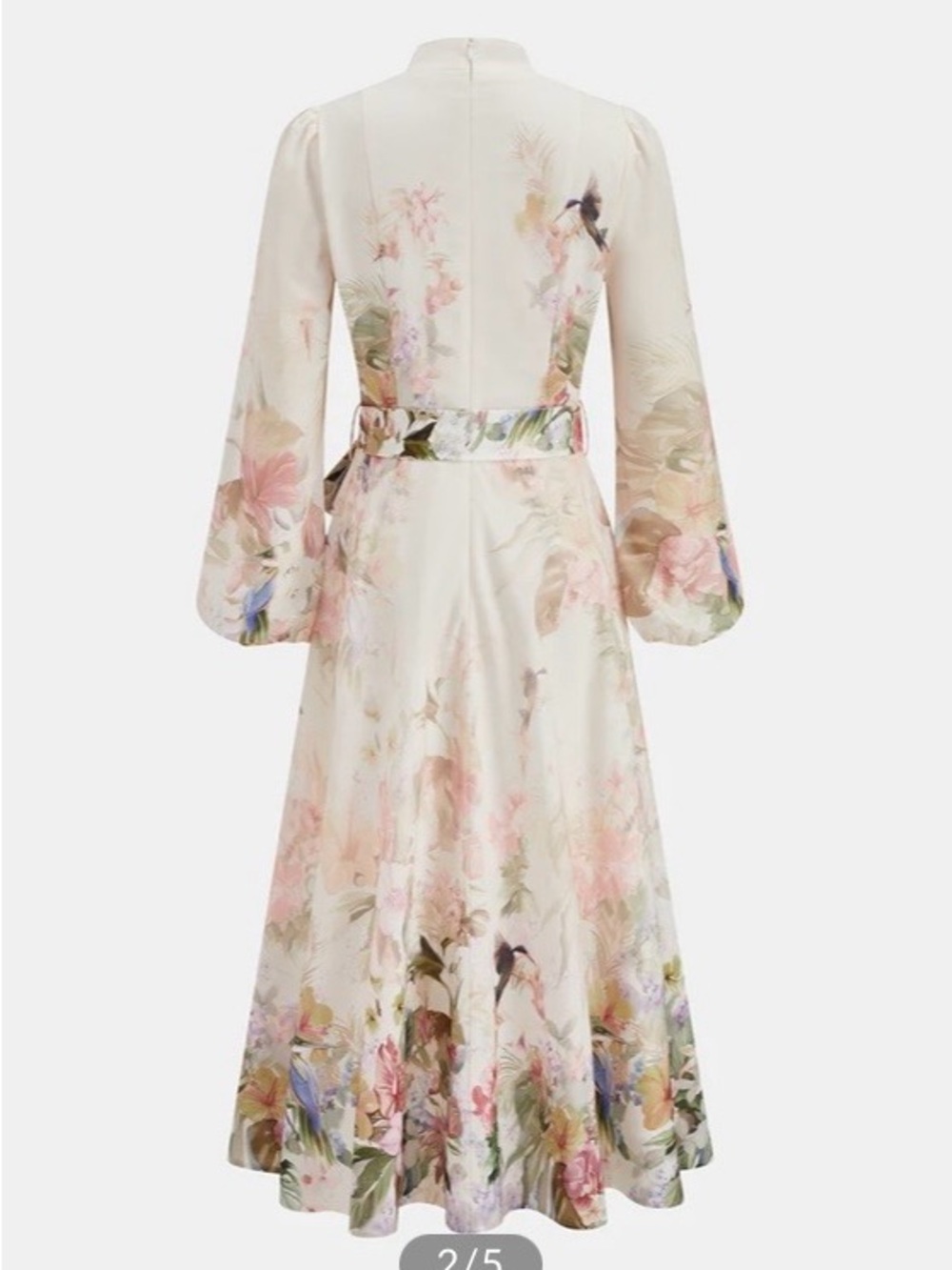 Commense Cream Floral Maxi Dress with Puff Sleeves - Picture 2 of 4